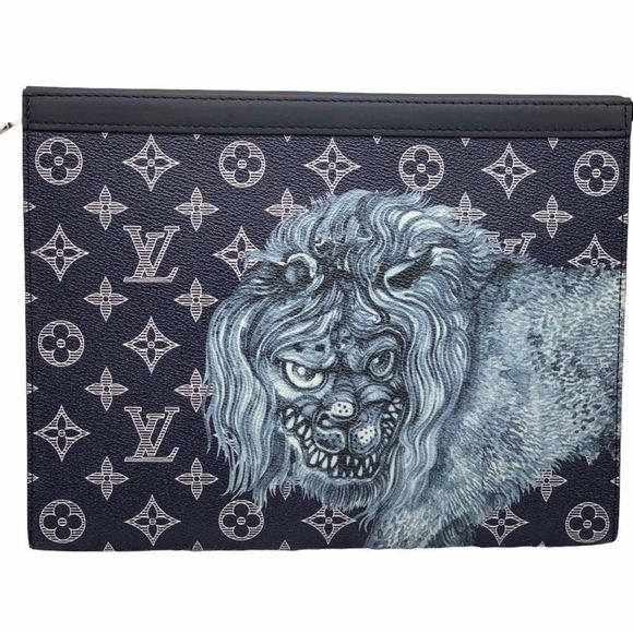 Louis Vuitton Handbags - Louis Vuitton Chapman Brother Lion Pochette Voyage bag clutch Monogram LV Savane